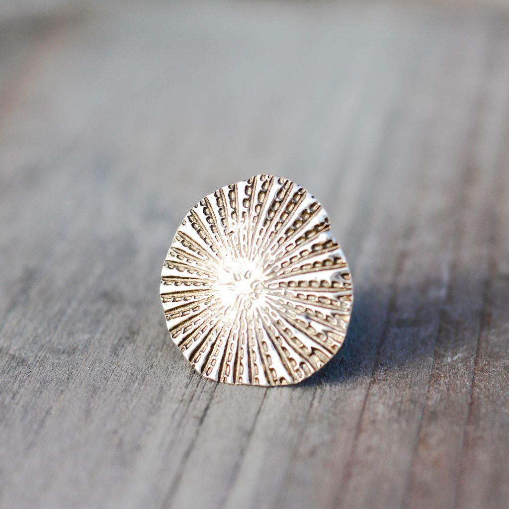 Rustic Sea Shell Ring- Sterling Silver Shell Ring-Womens Rustic-LittleGreenRoomJewelry-LittleGreenRoomJewelry